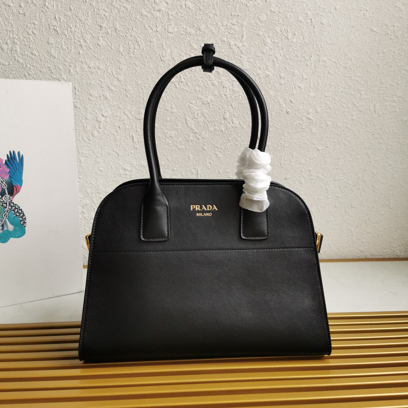 ＰＲＤＡ MEDIUM LEATHER TOTE BAG BLACK