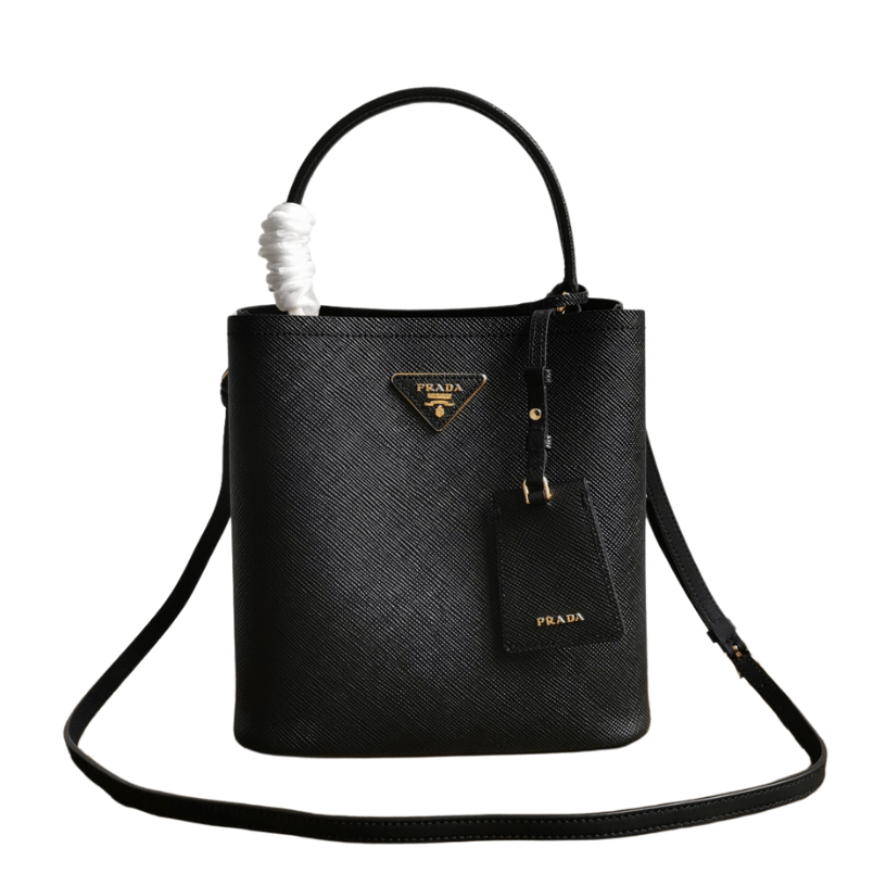 ＰＲＤＡ MEDIUM SAFFIANO LEATHER PRDA PANIER BAG BLACK