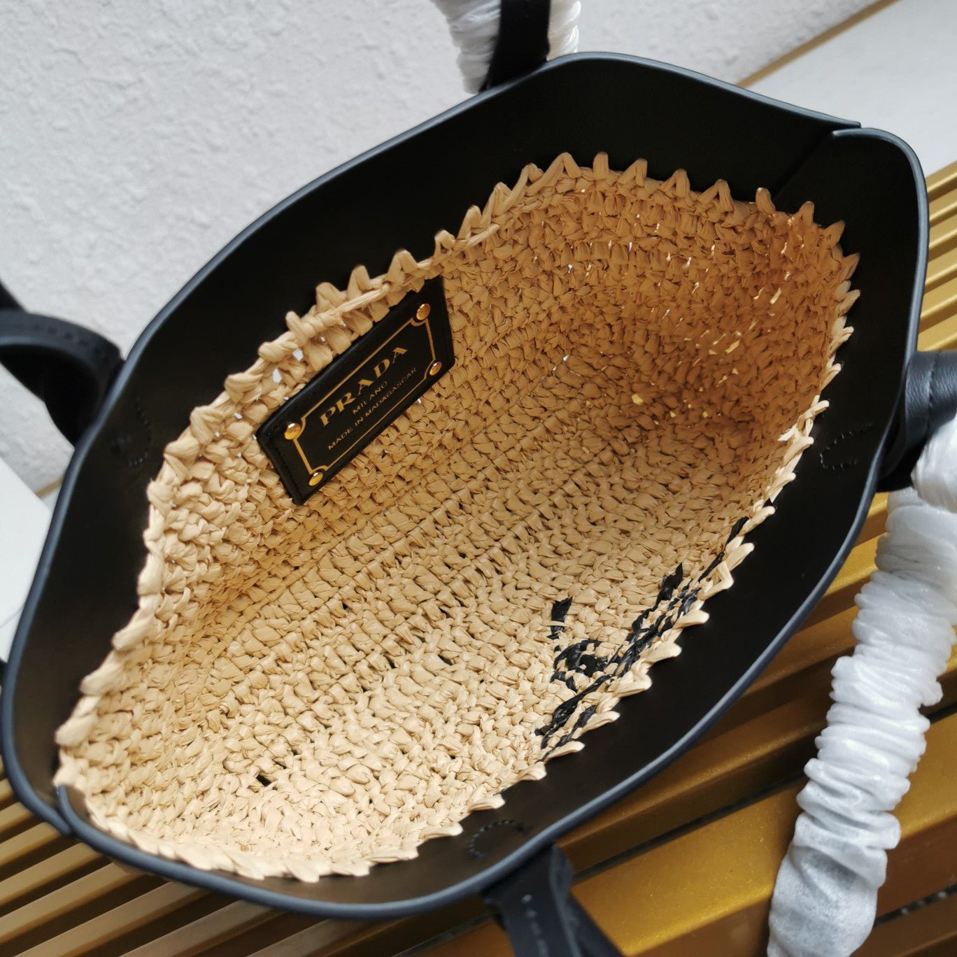 ＰＲＤＡ MINI CROCHET AND LEATHER TOTE BAG