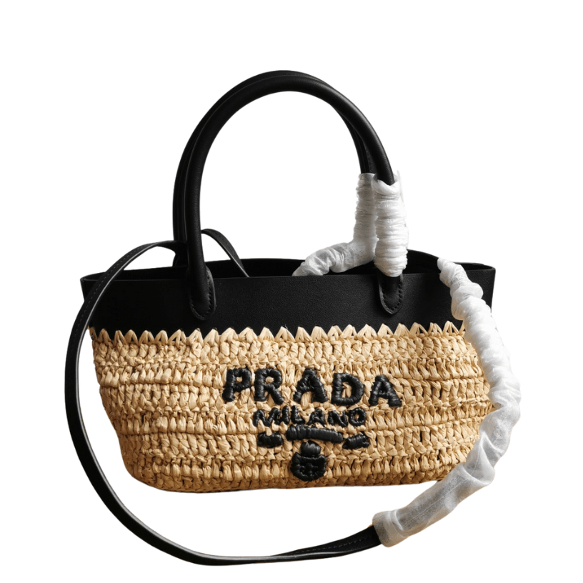 ＰＲＤＡ MINI CROCHET AND LEATHER TOTE BAG