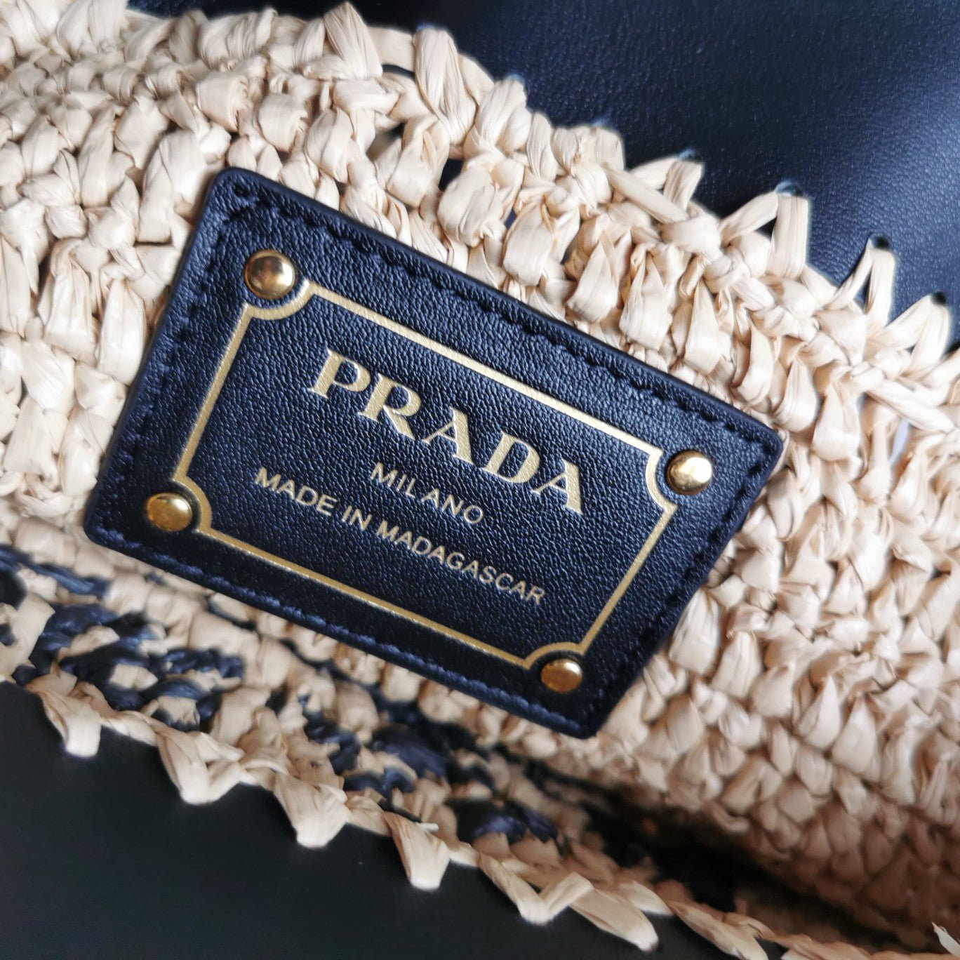 ＰＲＤＡ MINI CROCHET AND LEATHER TOTE BAG