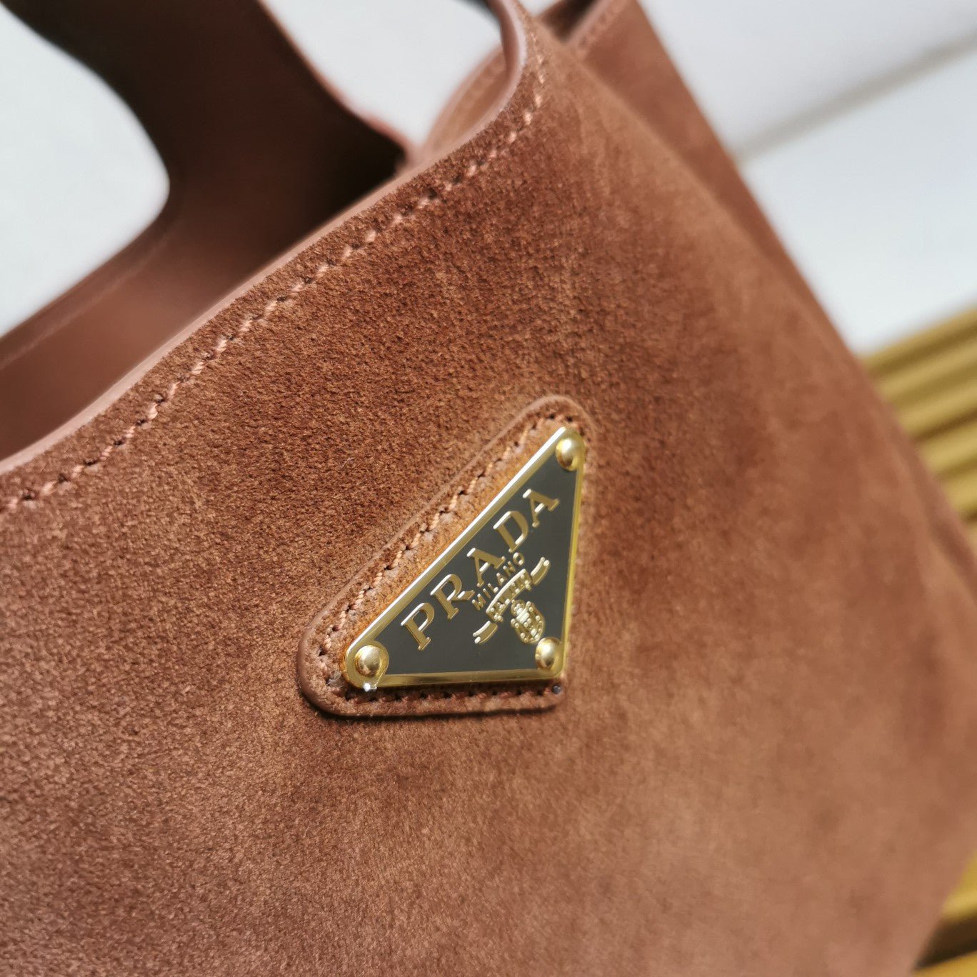ＰＲＤＡ MINI SUEDE SHOPPING BAG COCOA BROWN