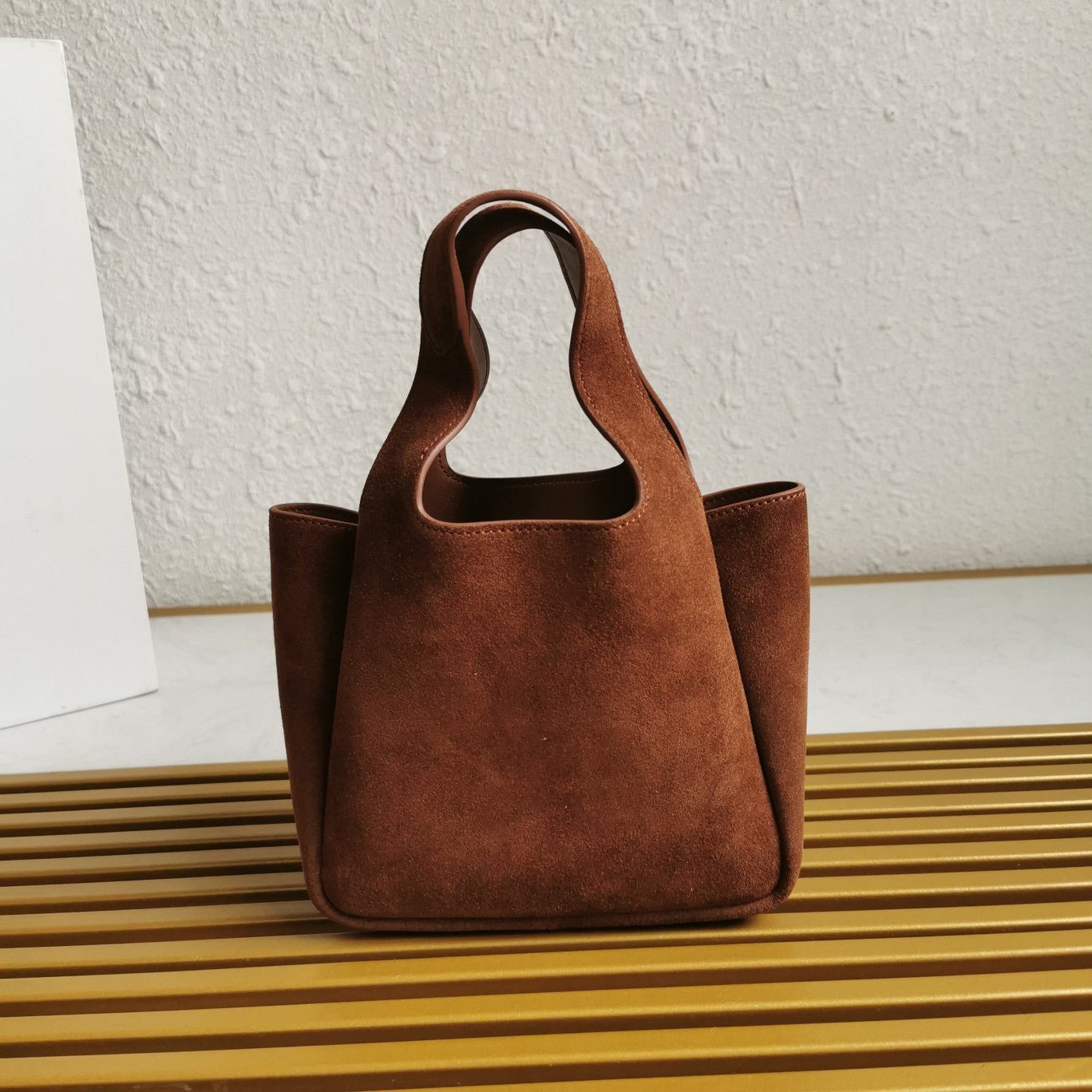 ＰＲＤＡ MINI SUEDE SHOPPING BAG COCOA BROWN