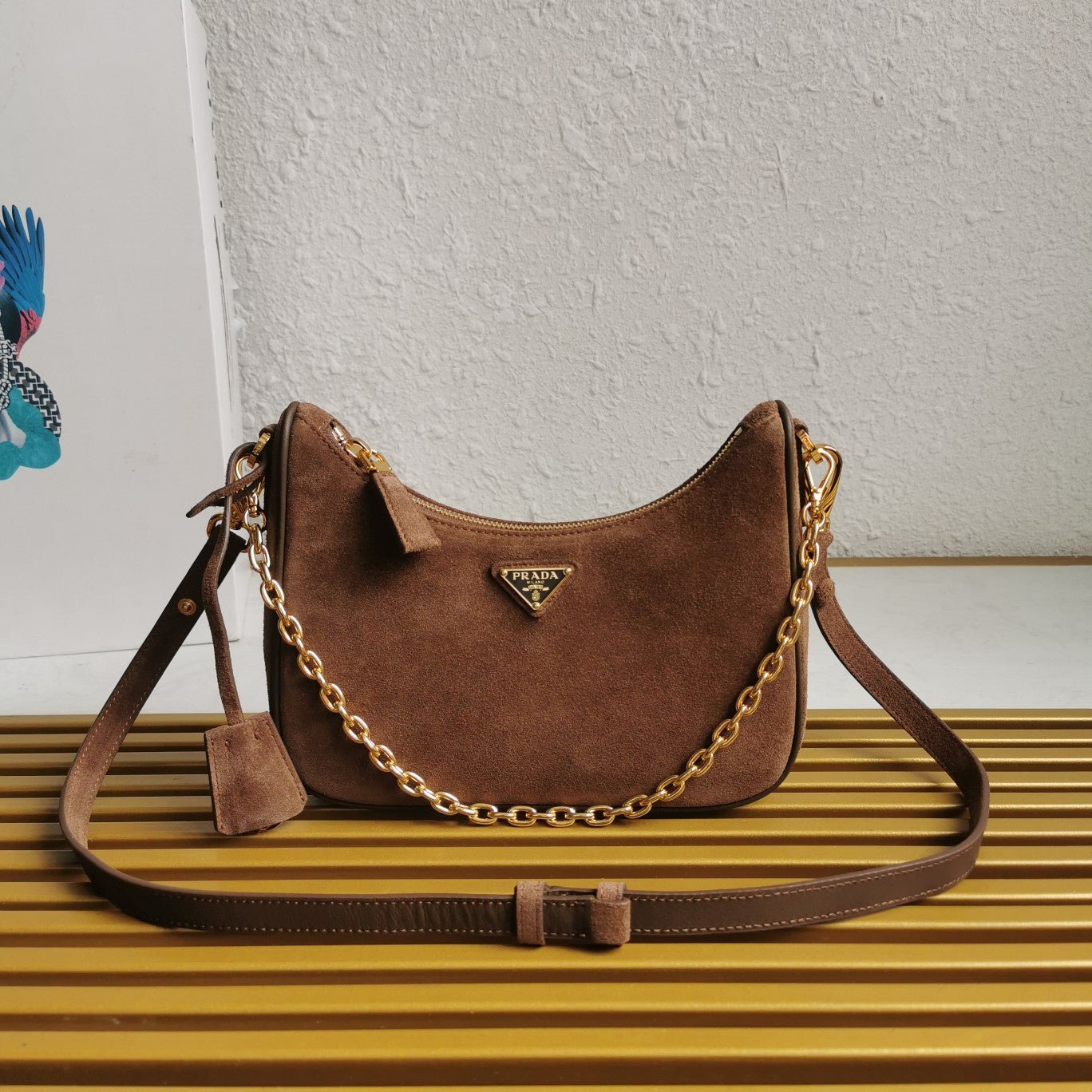 ＰＲＤＡ RE-EDITION SUEDE MINI-BAG COCOA BROWN