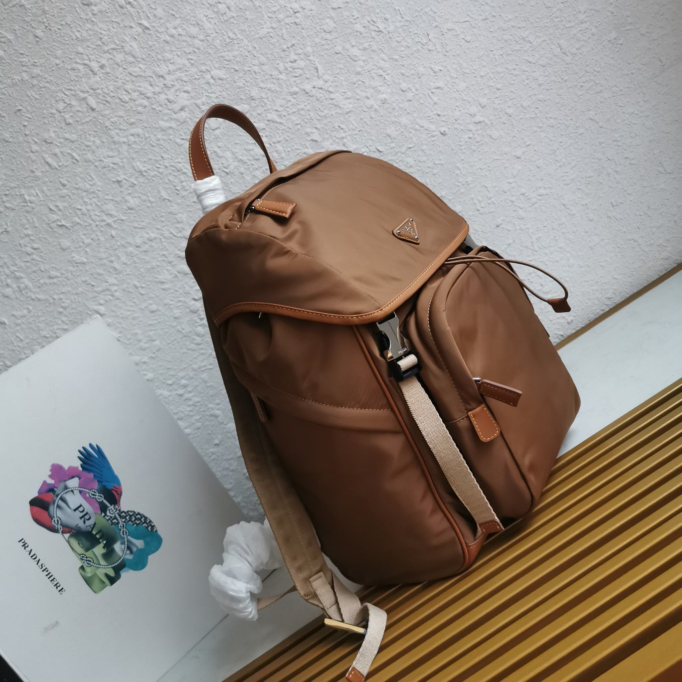 ＰＲＤＡ RE-NYLON AND LEATHER BACKPACK COCOA