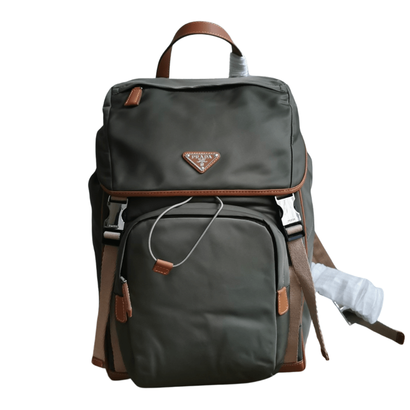 ＰＲＤＡ RE-NYLON AND LEATHER BACKPACK MUSK GREEN