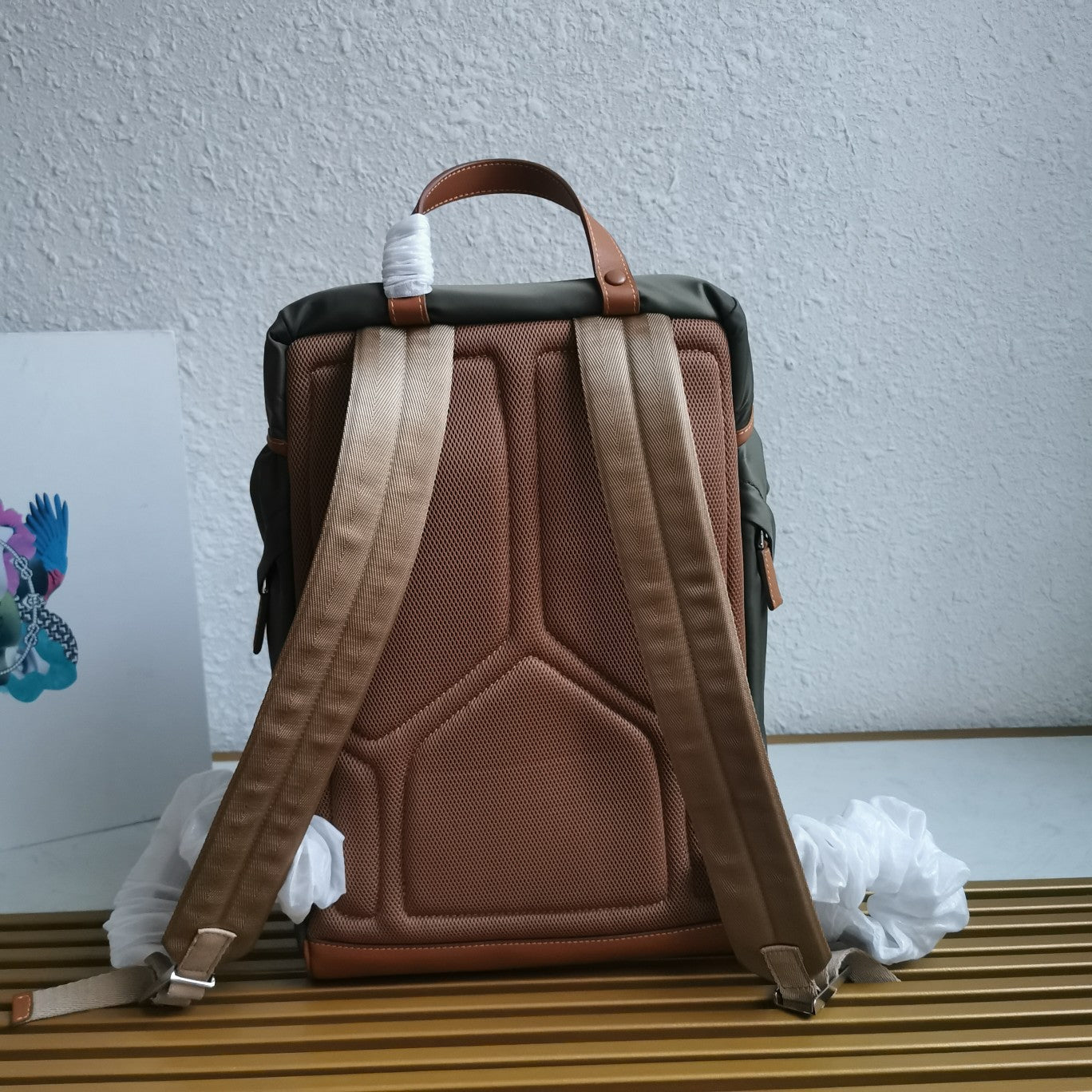 ＰＲＤＡ RE-NYLON AND LEATHER BACKPACK MUSK GREEN