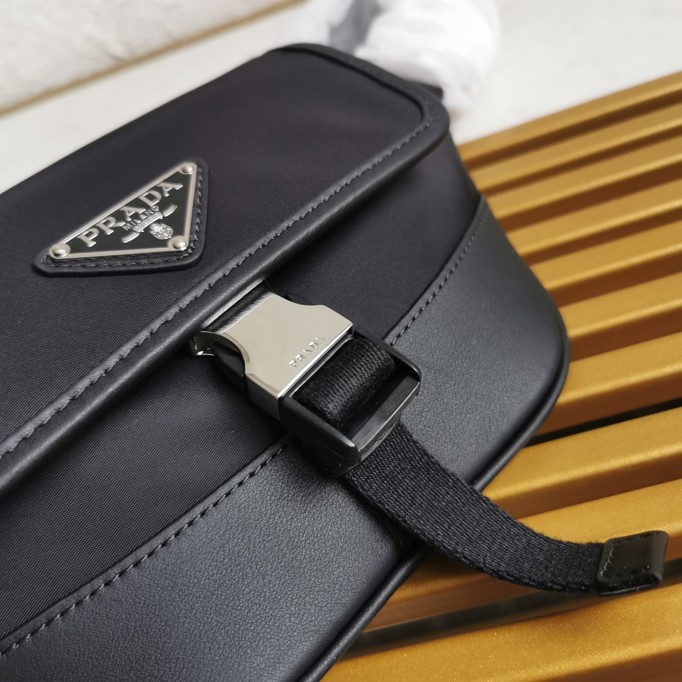ＰＲＤＡ RE-NYLON AND LEATHER BELT BAG MUSK BLACK