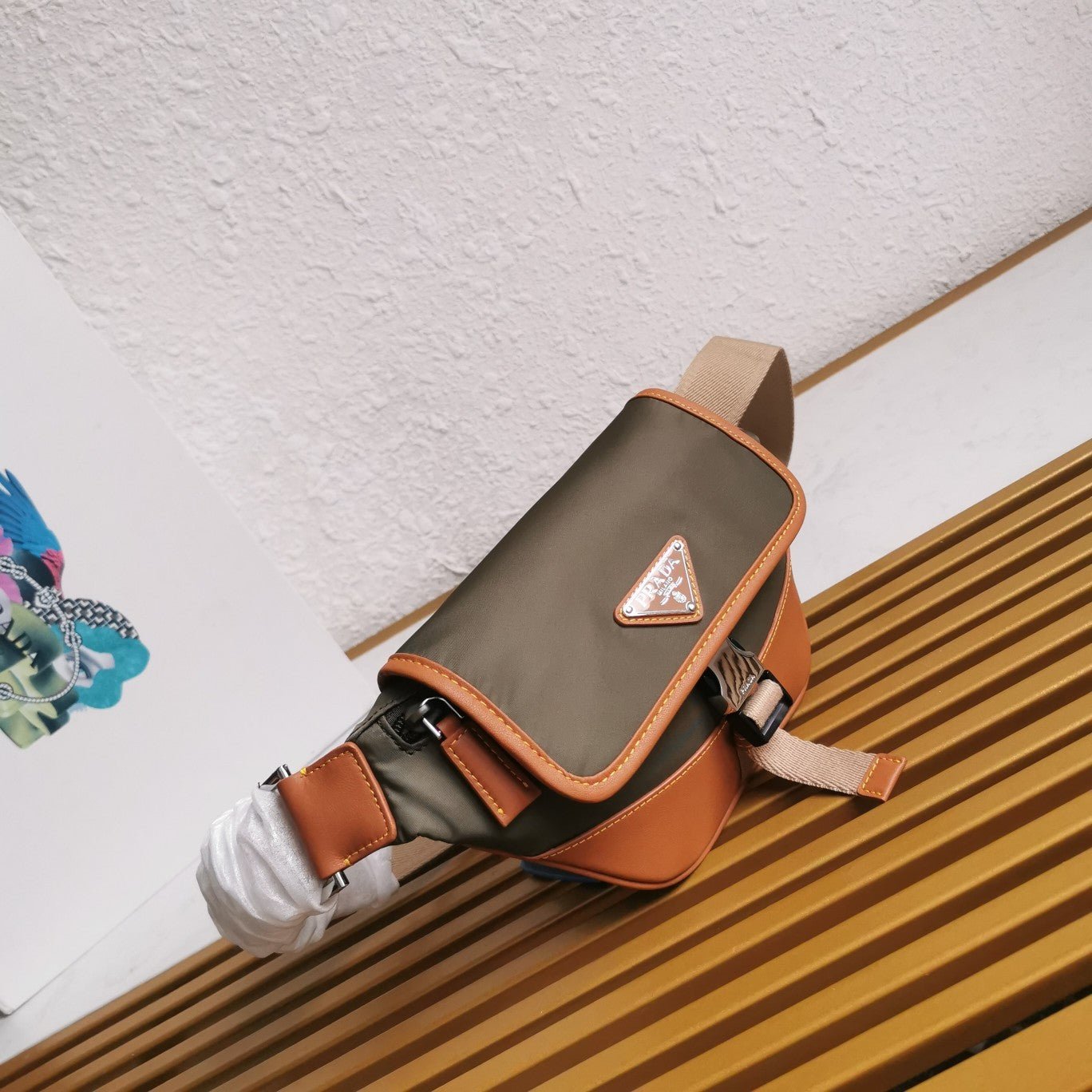 ＰＲＤＡ RE-NYLON AND LEATHER BELT BAG MUSK GREEN/COCOA