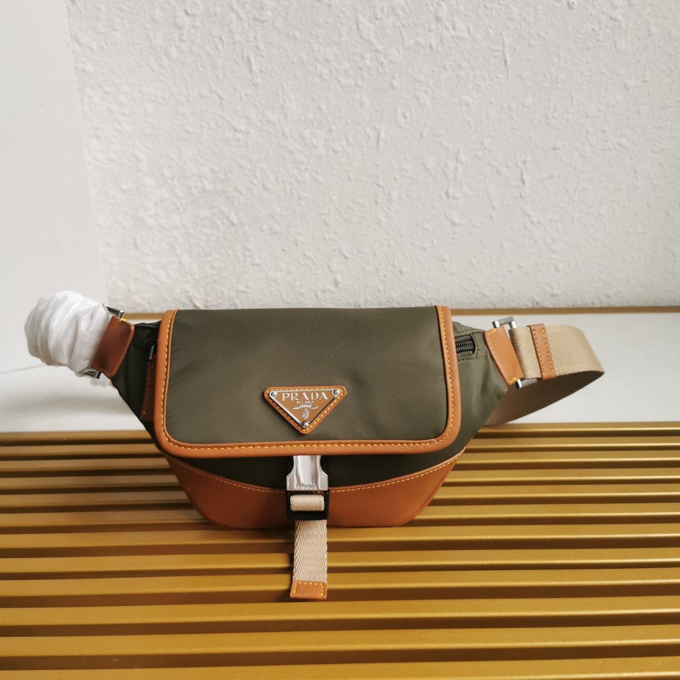 ＰＲＤＡ RE-NYLON AND LEATHER BELT BAG MUSK GREEN/COCOA