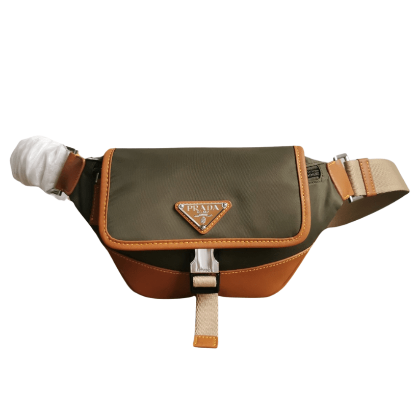 ＰＲＤＡ RE-NYLON AND LEATHER BELT BAG MUSK GREEN/COCOA