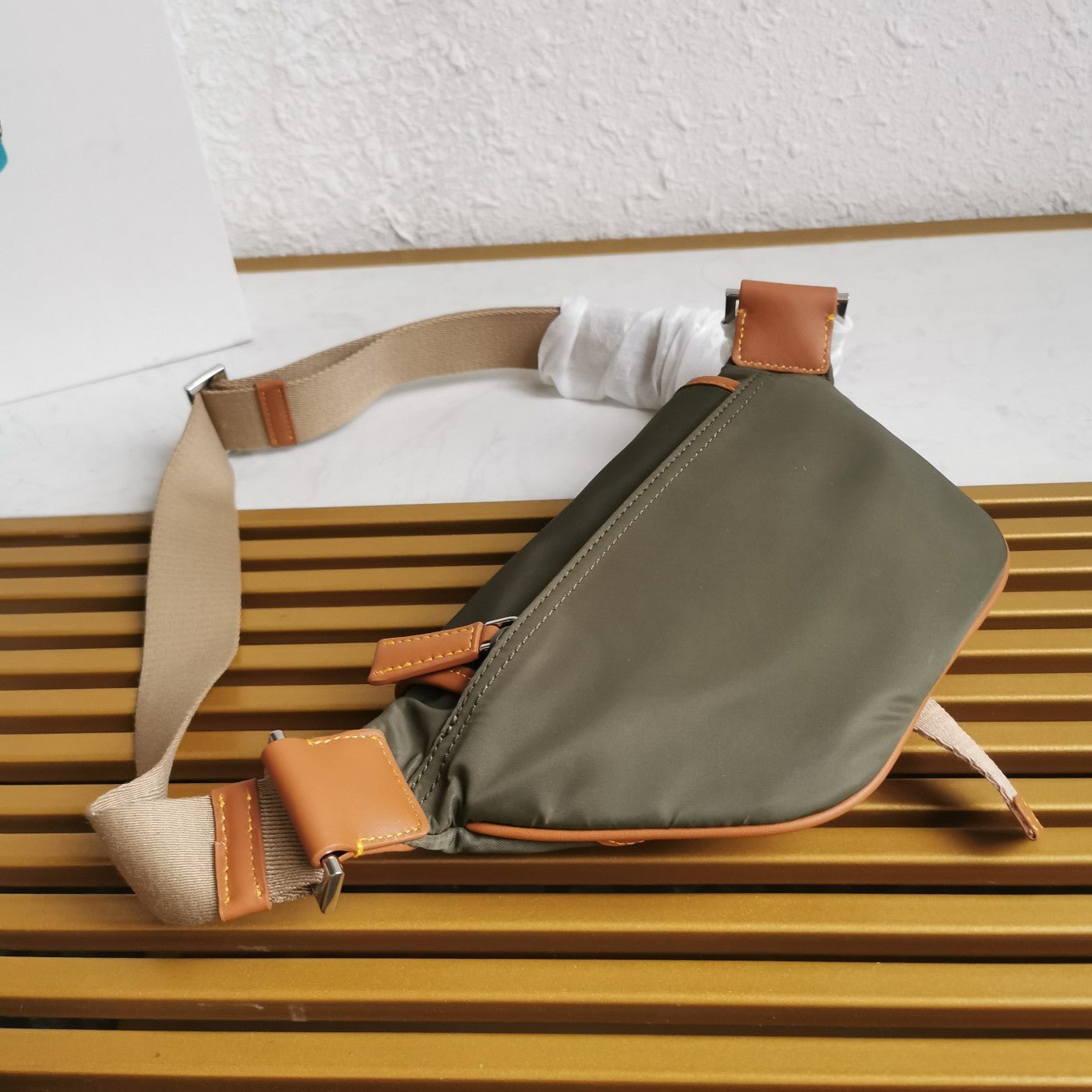 ＰＲＤＡ RE-NYLON AND LEATHER BELT BAG MUSK GREEN/COCOA