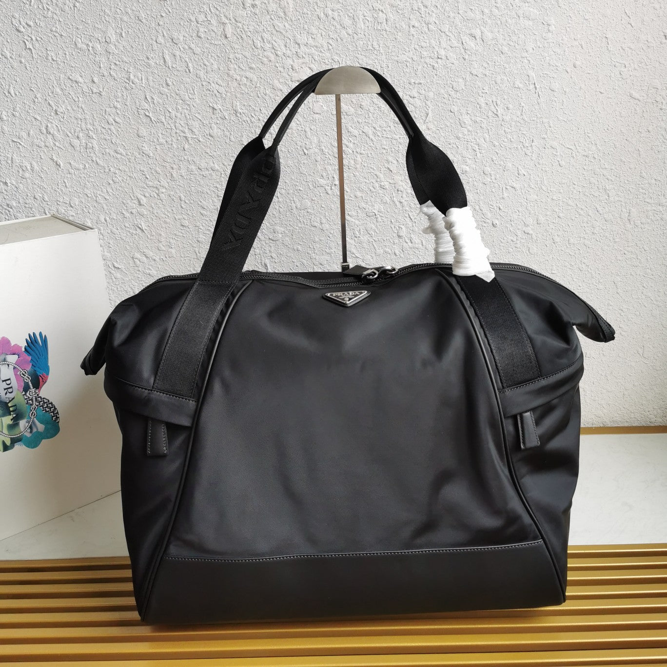 ＰＲＤＡ RE-NYLON AND LEATHER DUFFEL BAG BLACK
