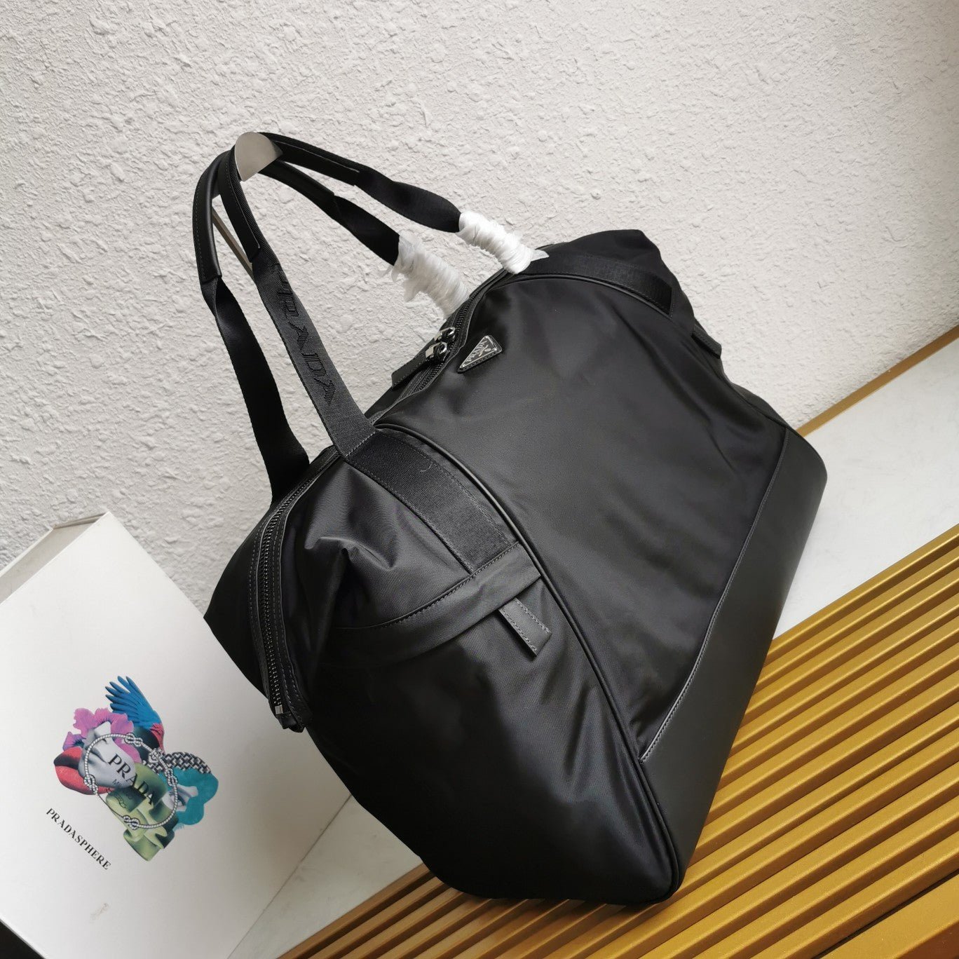 ＰＲＤＡ RE-NYLON AND LEATHER DUFFEL BAG BLACK