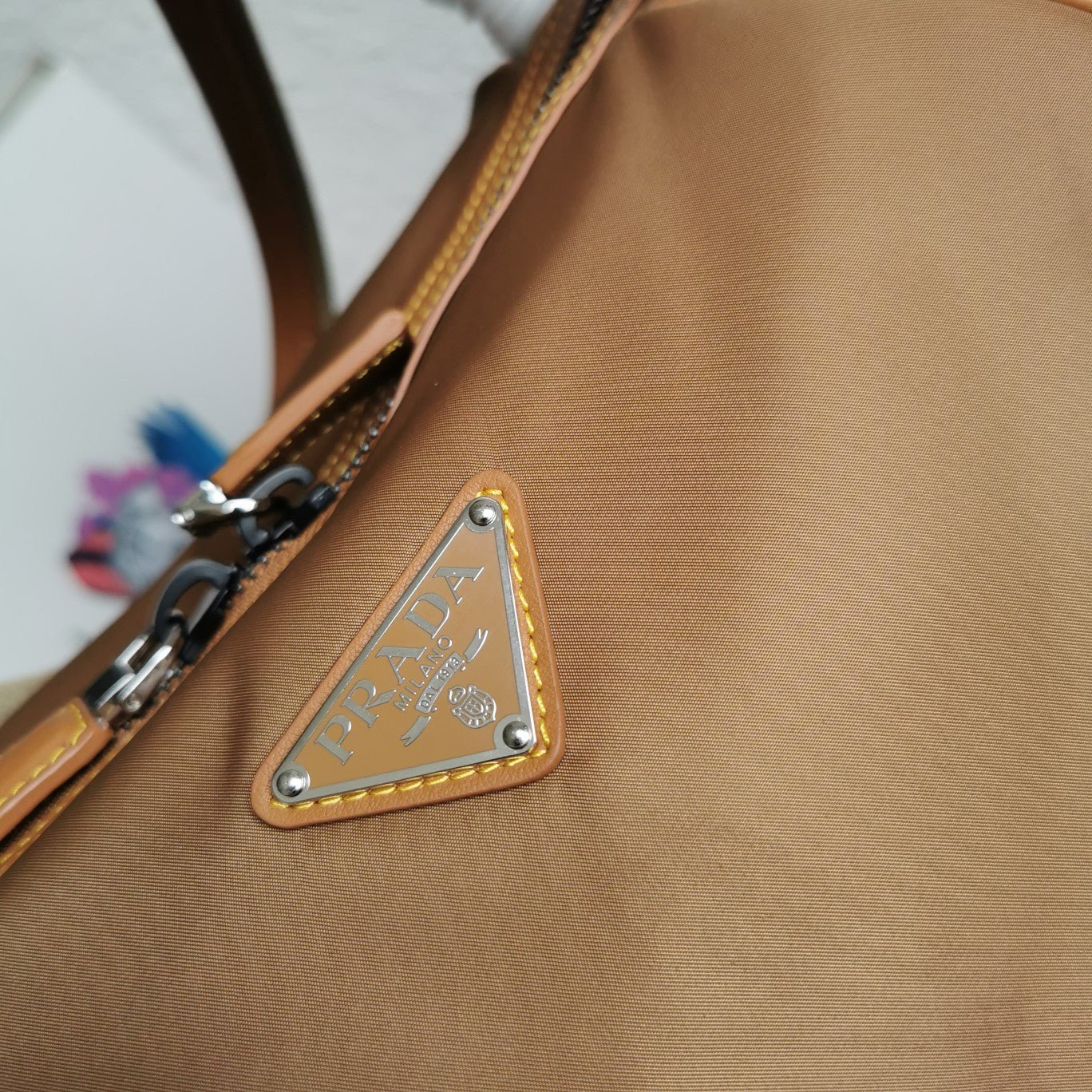 ＰＲＤＡ RE-NYLON AND LEATHER DUFFEL BAG CORK BEIGE