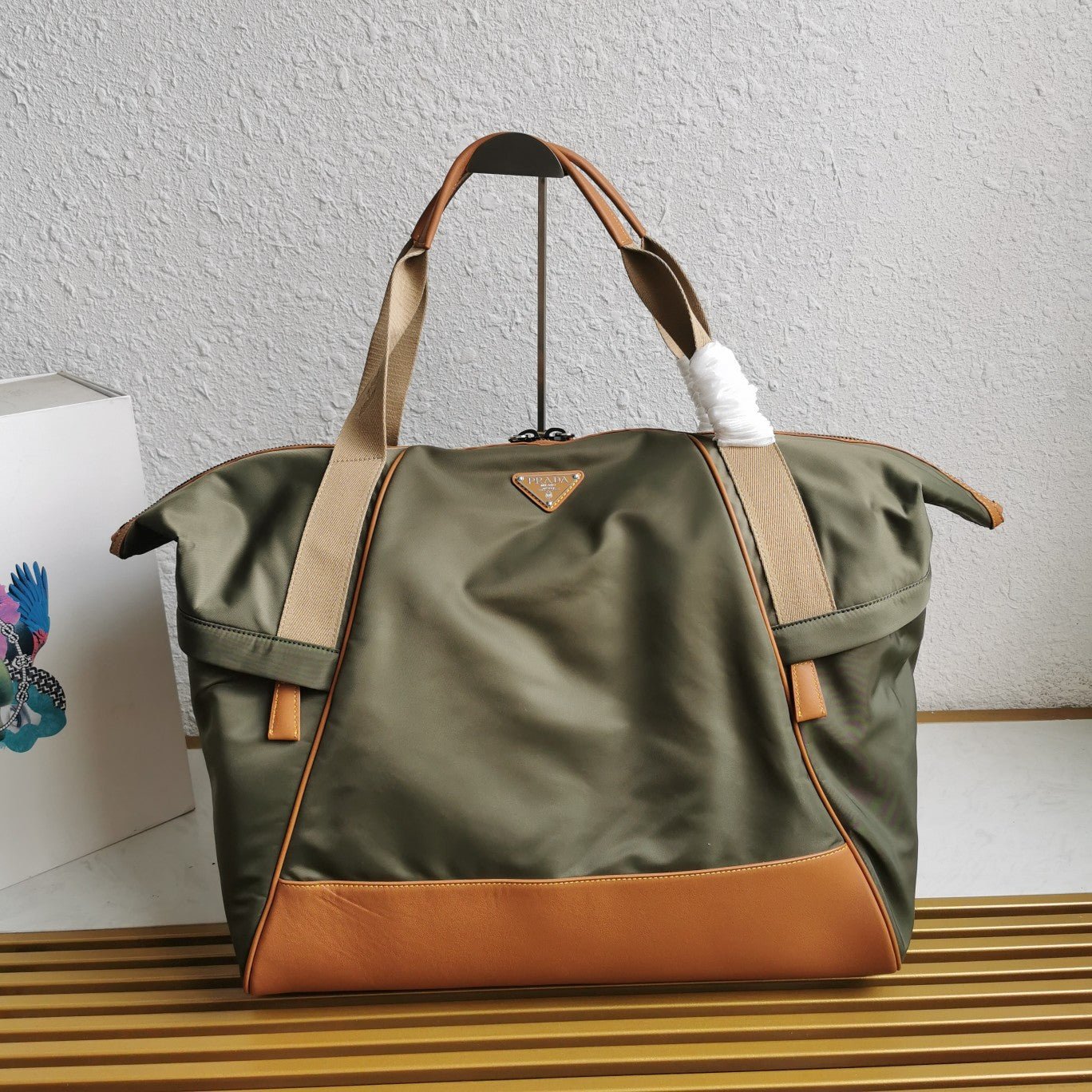 ＰＲＤＡ RE-NYLON AND LEATHER DUFFEL BAG IVY GREEN