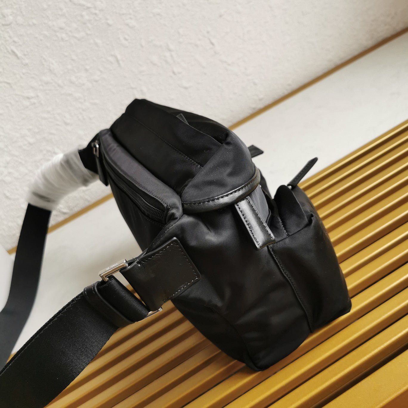 ＰＲＤＡ RE-NYLON AND LEATHER SHOULDER BAG BLACK