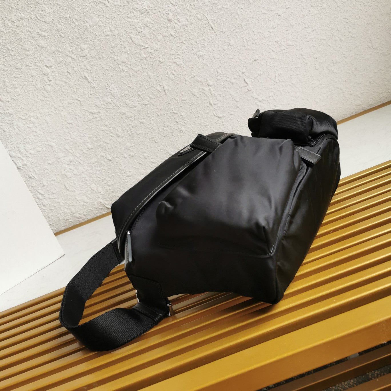 ＰＲＤＡ RE-NYLON AND LEATHER SHOULDER BAG BLACK