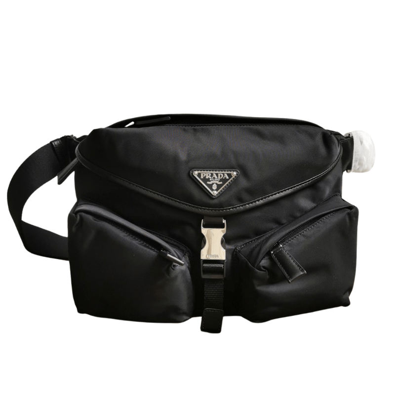 ＰＲＤＡ RE-NYLON AND LEATHER SHOULDER BAG BLACK