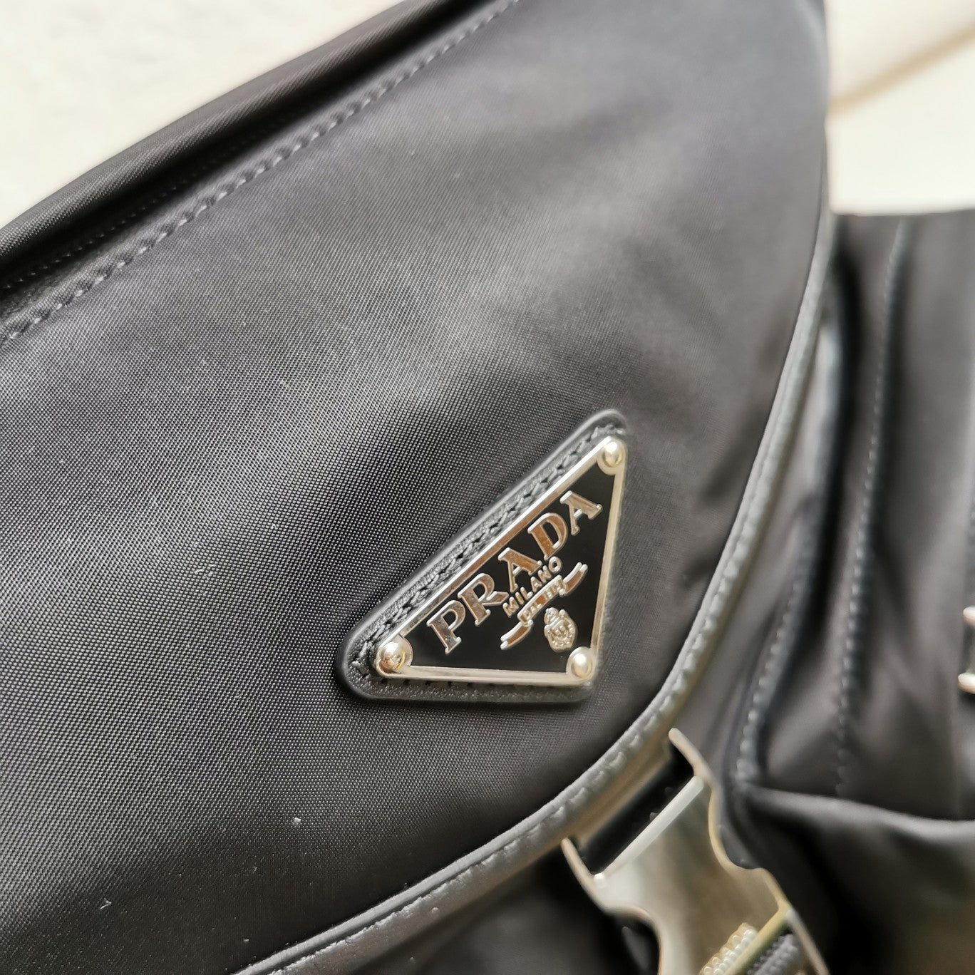 ＰＲＤＡ RE-NYLON AND LEATHER SHOULDER BAG BLACK