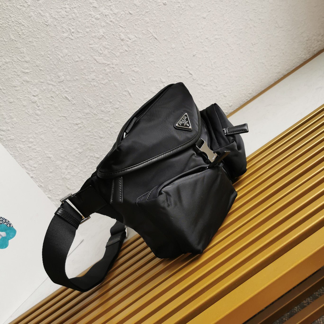 ＰＲＤＡ RE-NYLON AND LEATHER SHOULDER BAG BLACK