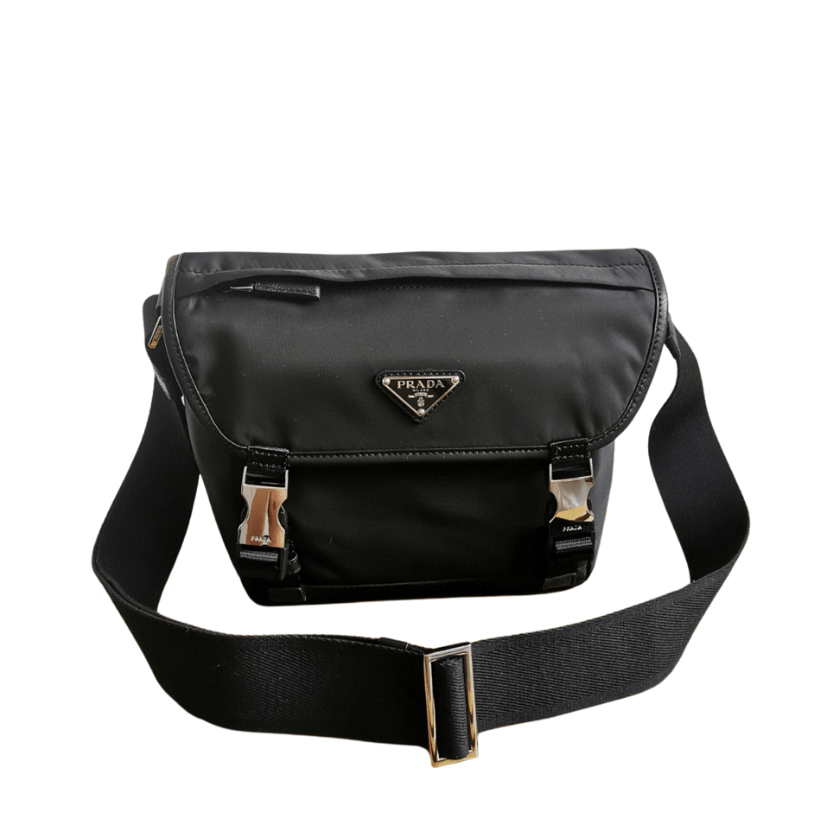 ＰＲＤＡ RE-NYLON AND LEATHER SHOULDER BAG BLACK MEDIUM