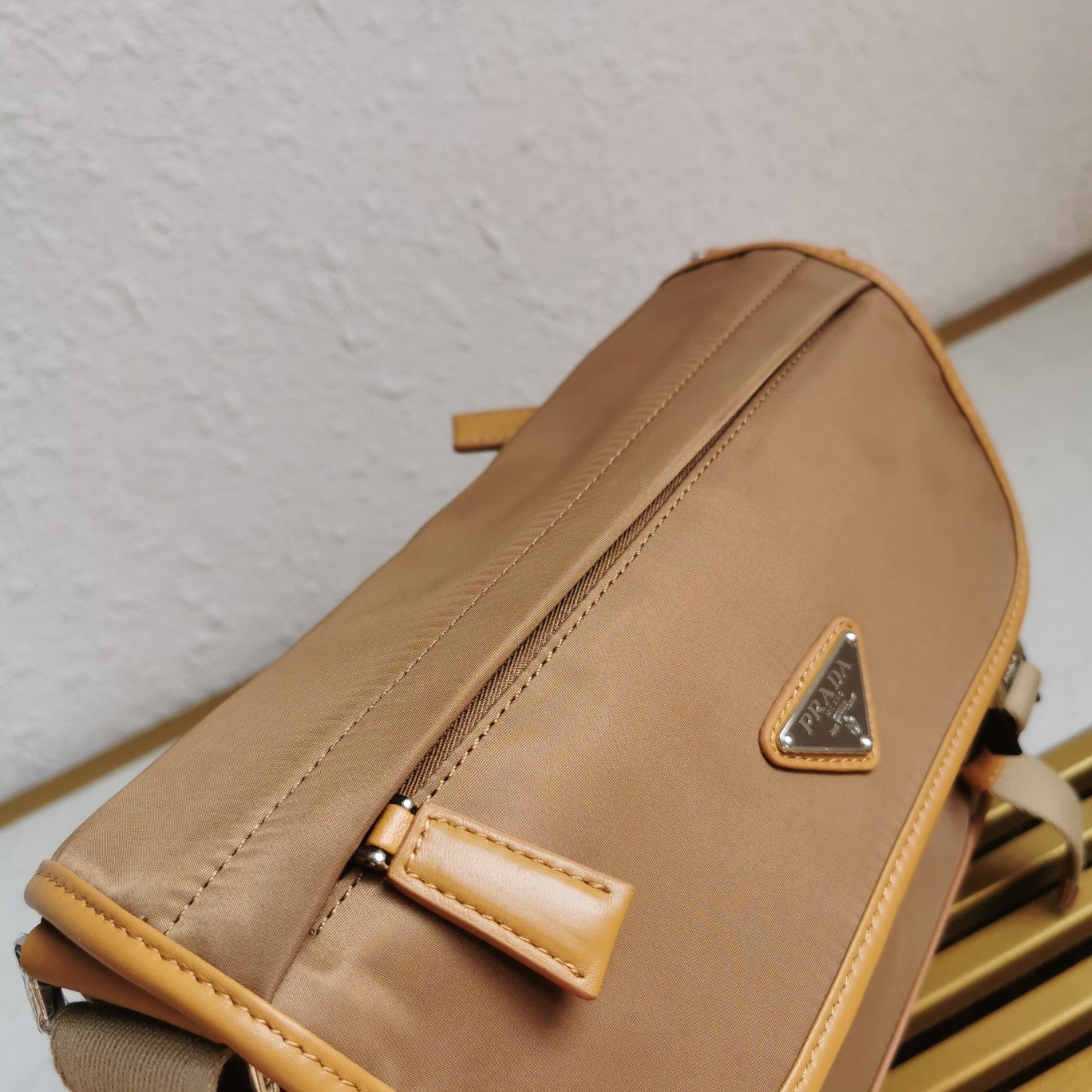 ＰＲＤＡ RE-NYLON AND LEATHER SHOULDER BAG CORK BEIGE MEDIUM