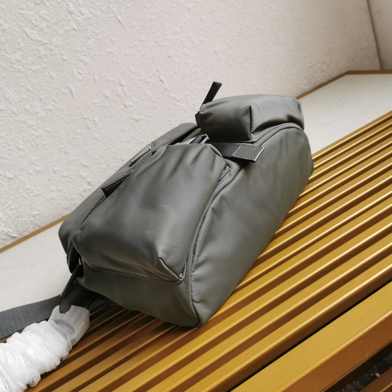 ＰＲＤＡ RE-NYLON AND LEATHER SHOULDER BAG GRAY