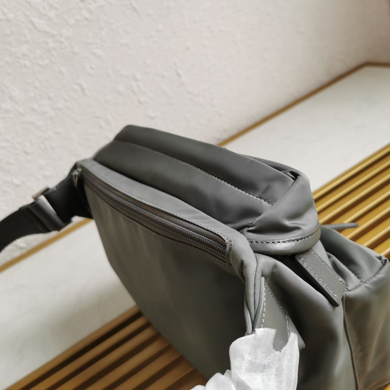 ＰＲＤＡ RE-NYLON AND LEATHER SHOULDER BAG GRAY