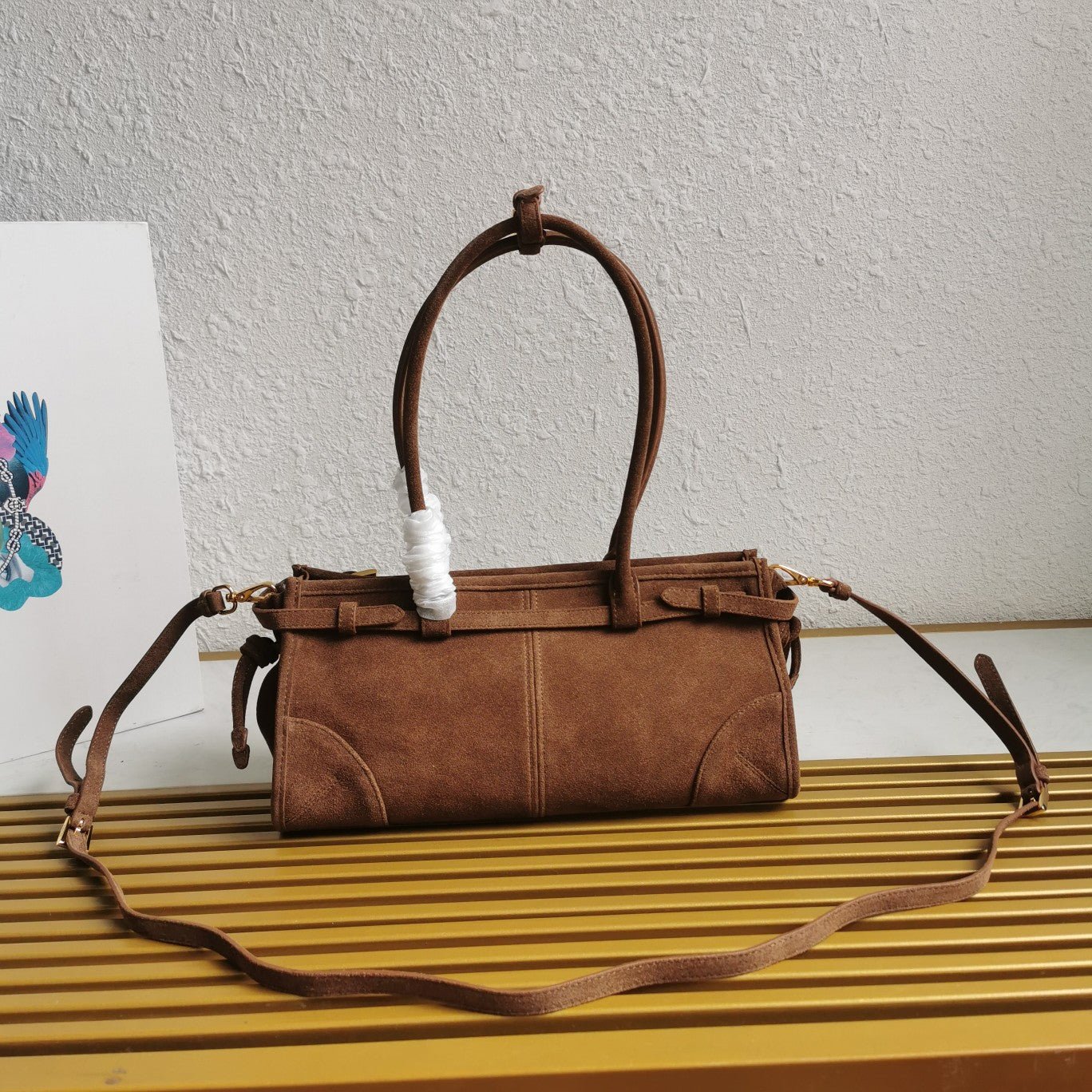 ＰＲＤＡ SUEDE TOP HANDLE BAG COCOA BROWN