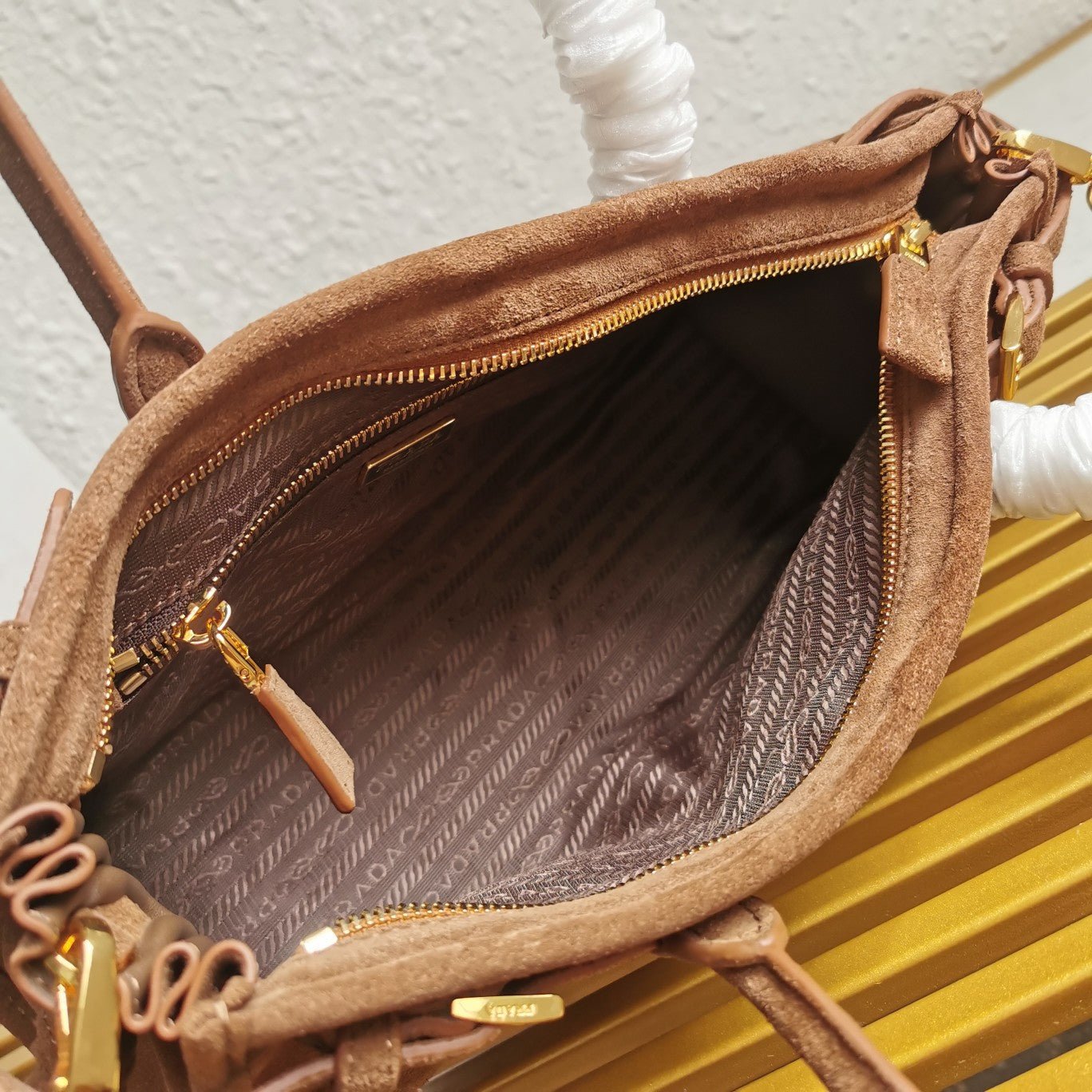ＰＲＤＡ SUEDE TOP HANDLE BAG COCOA BROWN