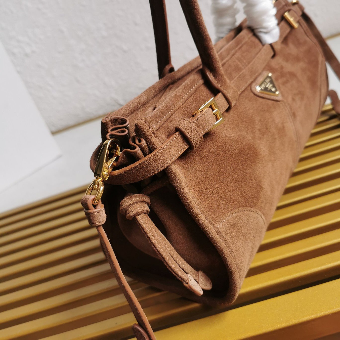 ＰＲＤＡ SUEDE TOP HANDLE BAG COCOA BROWN