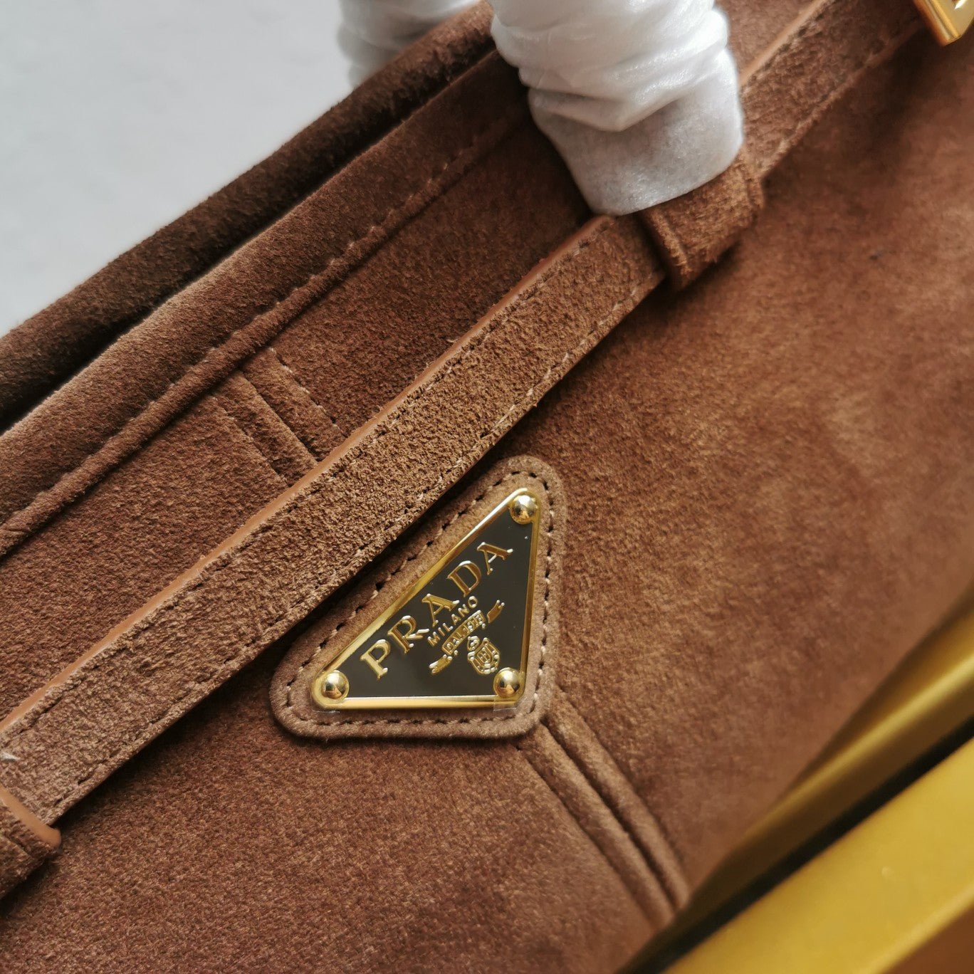 ＰＲＤＡ SUEDE TOP HANDLE BAG COCOA BROWN