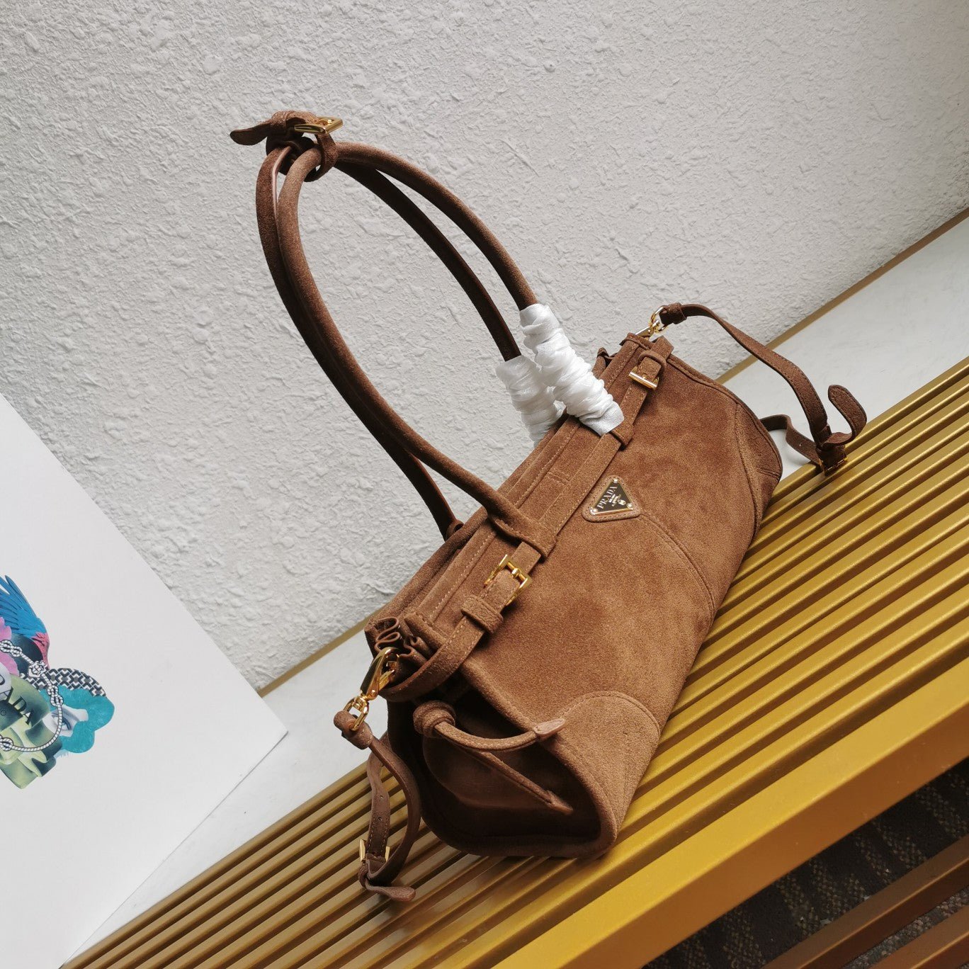ＰＲＤＡ SUEDE TOP HANDLE BAG COCOA BROWN