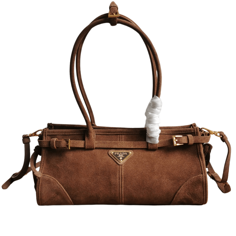ＰＲＤＡ SUEDE TOP HANDLE BAG COCOA BROWN