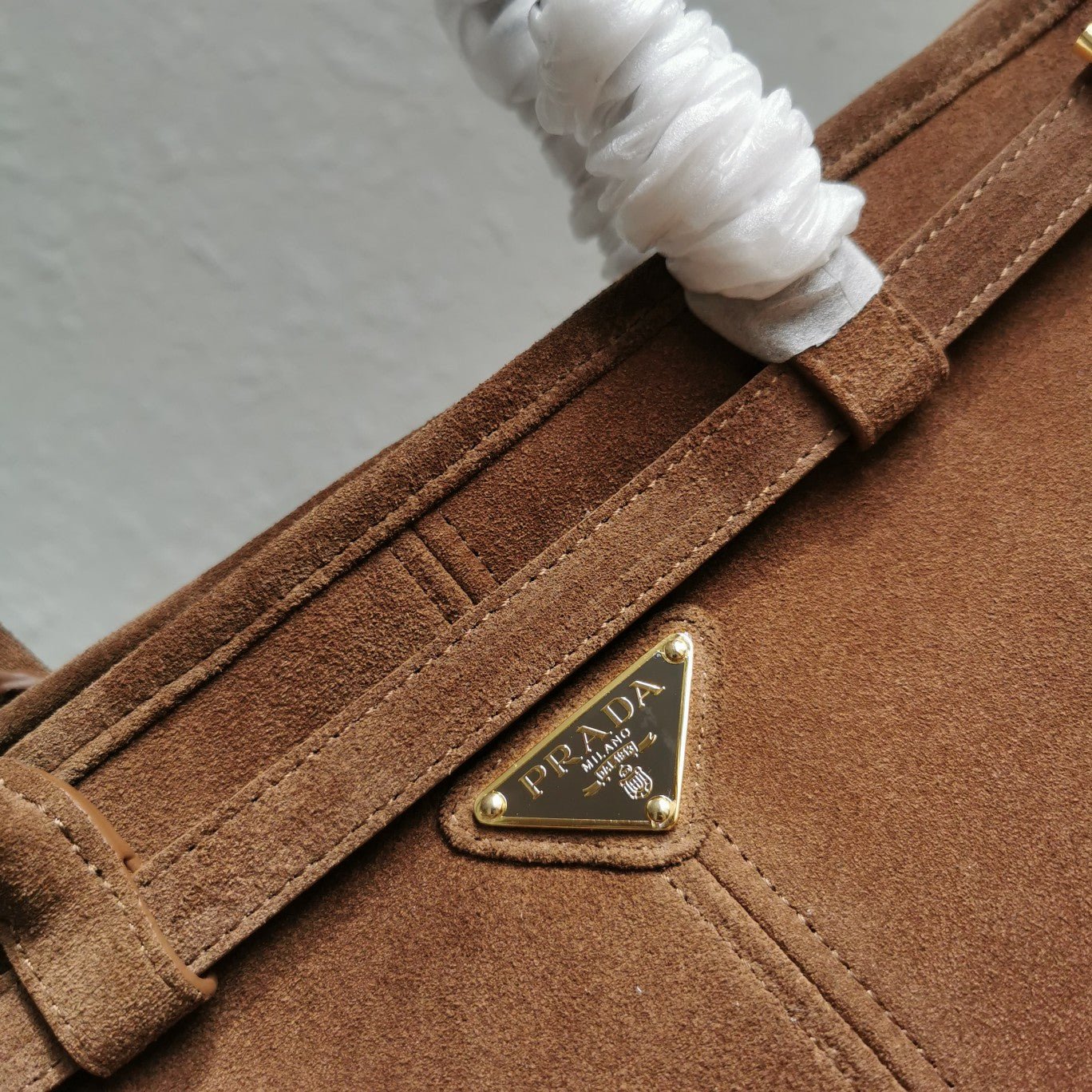 ＰＲＤＡ SUEDE TOP HANDLE BAG COCOA BROWN LARGE