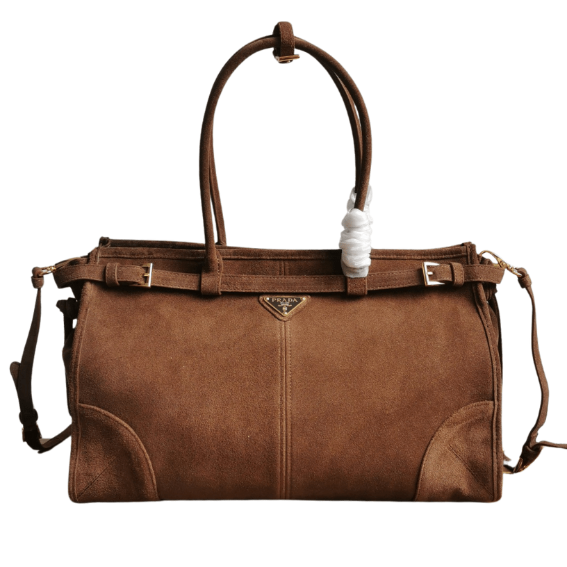 ＰＲＤＡ SUEDE TOP HANDLE BAG COCOA BROWN LARGE