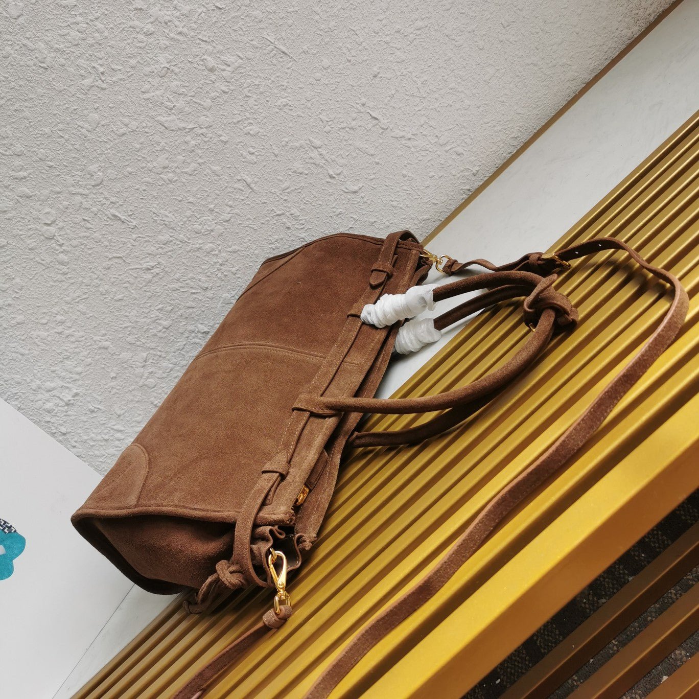 ＰＲＤＡ SUEDE TOP HANDLE BAG COCOA BROWN LARGE