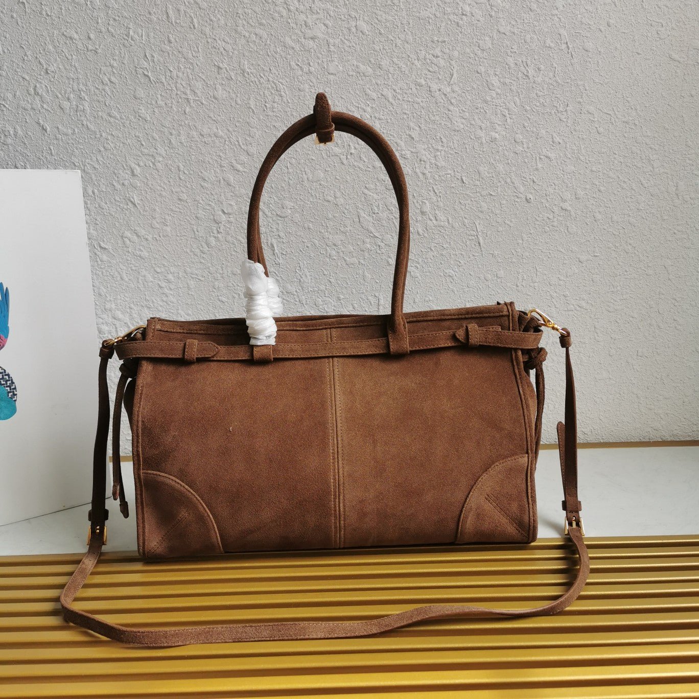 ＰＲＤＡ SUEDE TOP HANDLE BAG COCOA BROWN LARGE