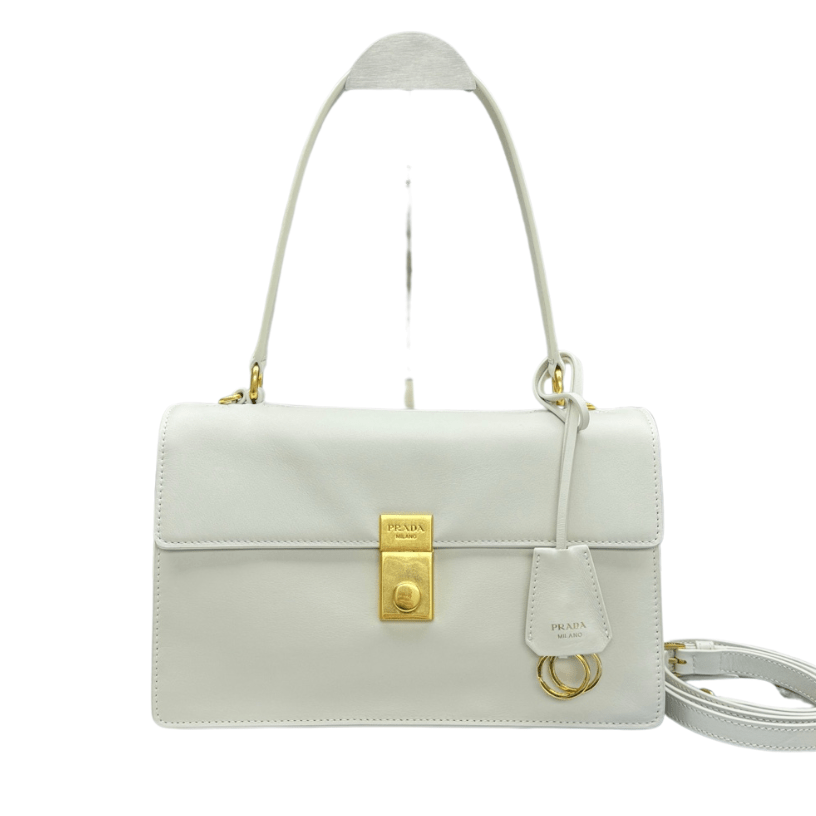 ＰＲＤＡ SOFT SOUND MEDIUM LEATHER SHOULDER BAG WHITE