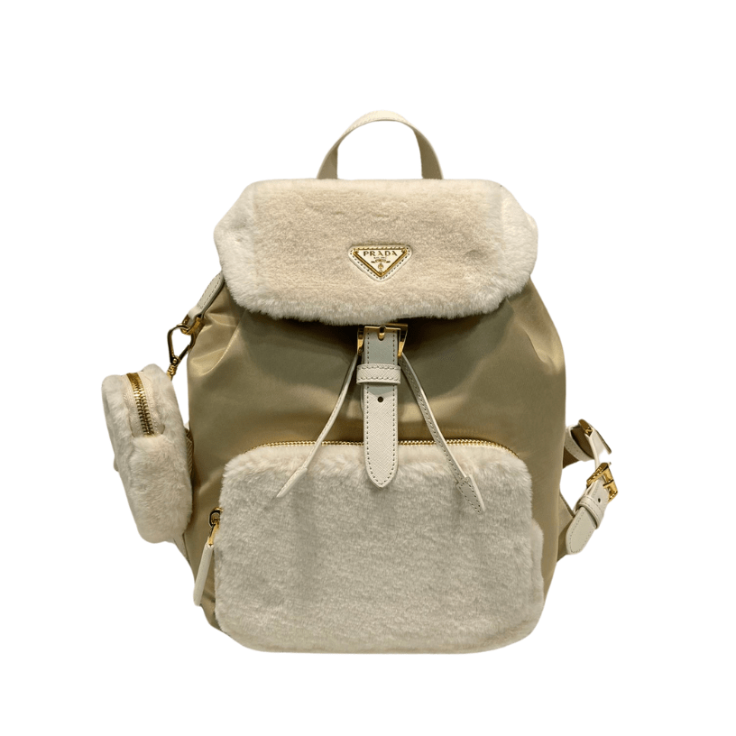 ＰＲＤＡ RE-NYLON AND SHEARLING BACKPACK