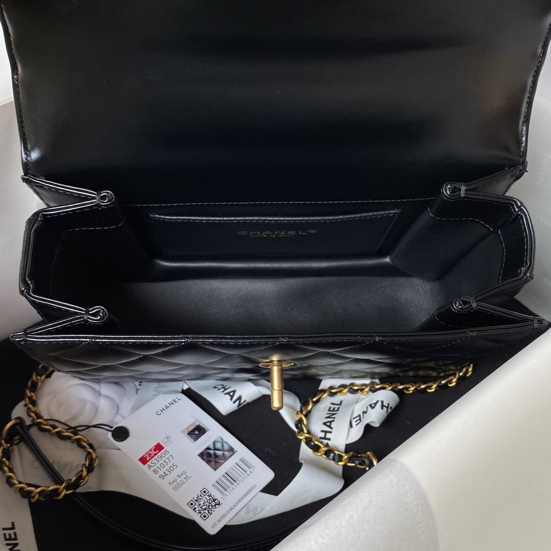 ＣＨＮＥＬRAINBOW TOP HANDLE FLAP BAG BLACK