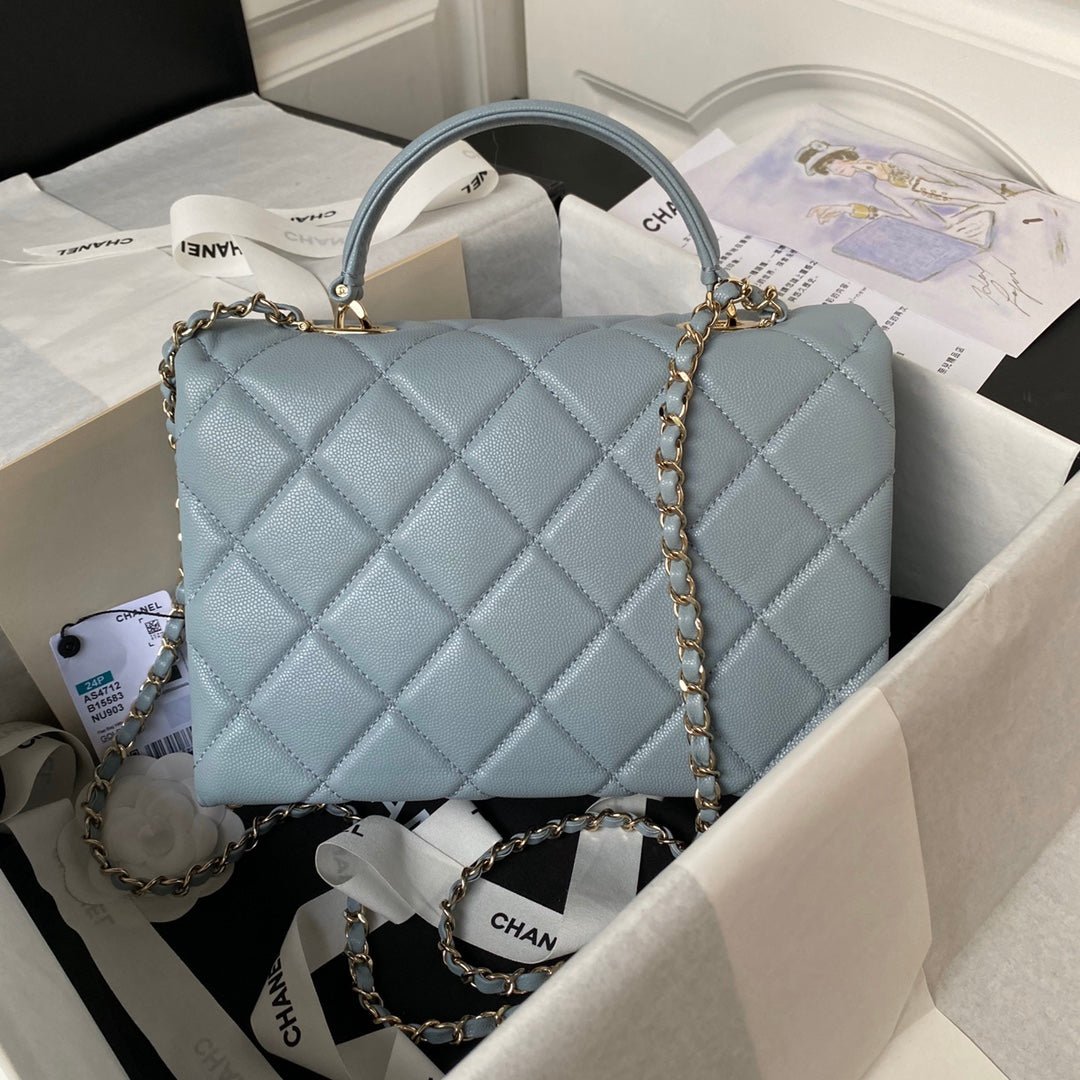 ＣＨＮＥＬTOP HANDLE FLAP BAG LIGHT BLUE