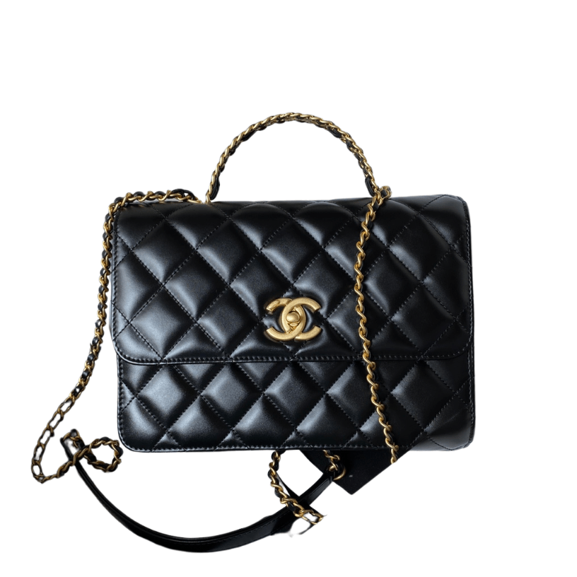 ＣＨＮＥＬRAINBOW TOP HANDLE FLAP BAG BLACK