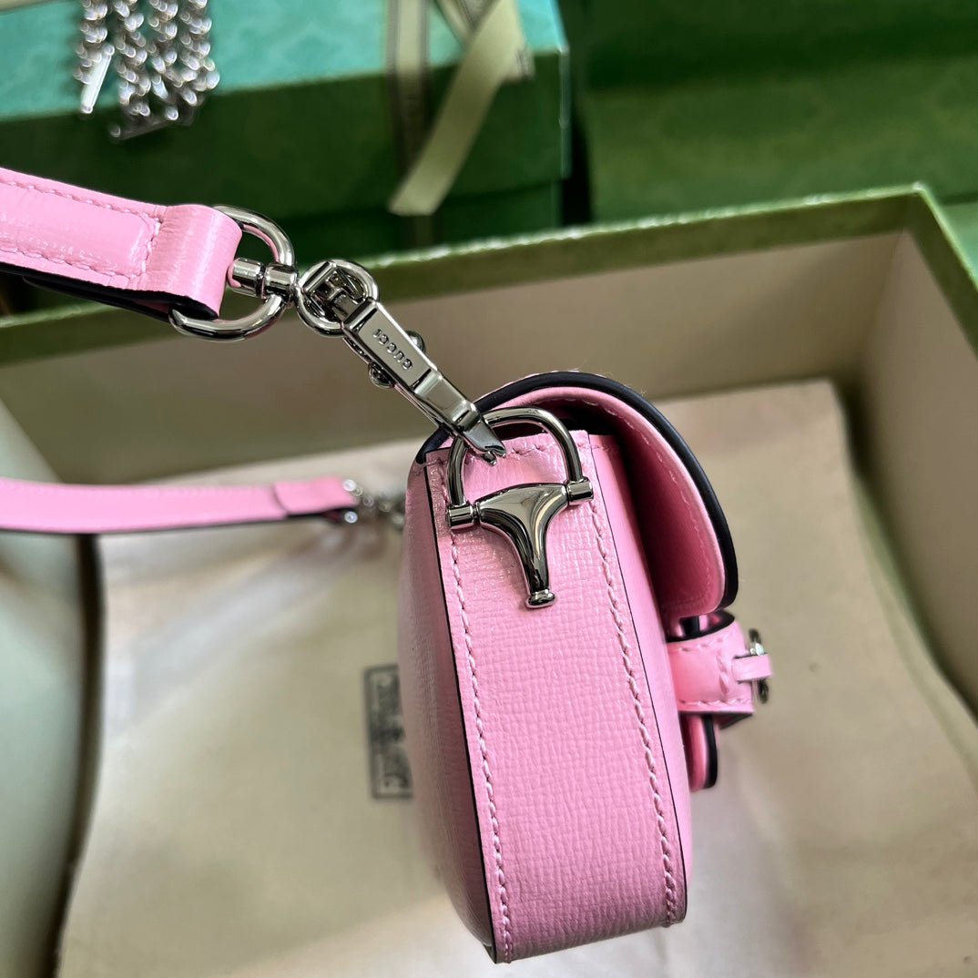 ＧＣＣＩHORSEBIT 1955 MINI LEATHER SHOULDER BAG PINK