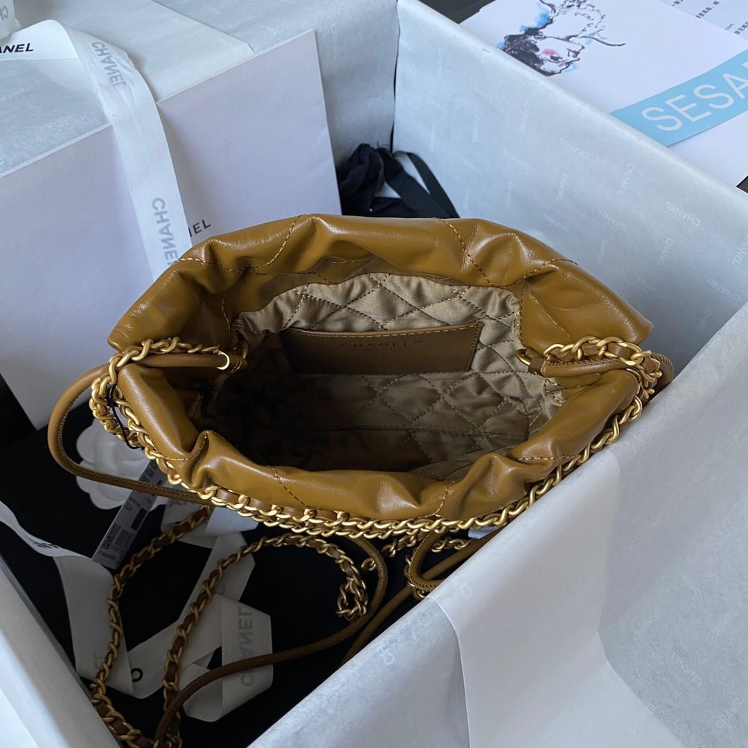 ＣＨＮＥＬ22 MINI HANDBAG BROWN GOLD METAL