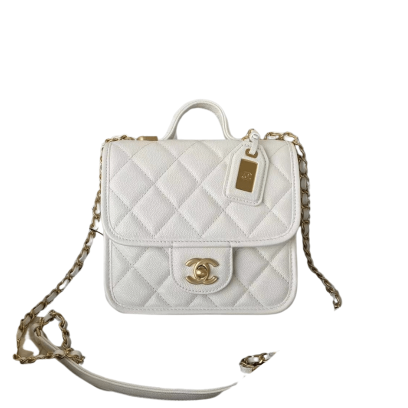 ＣＨＮＥＬ SMALL FLAP BAG WITH TOP HANDLE WHITE