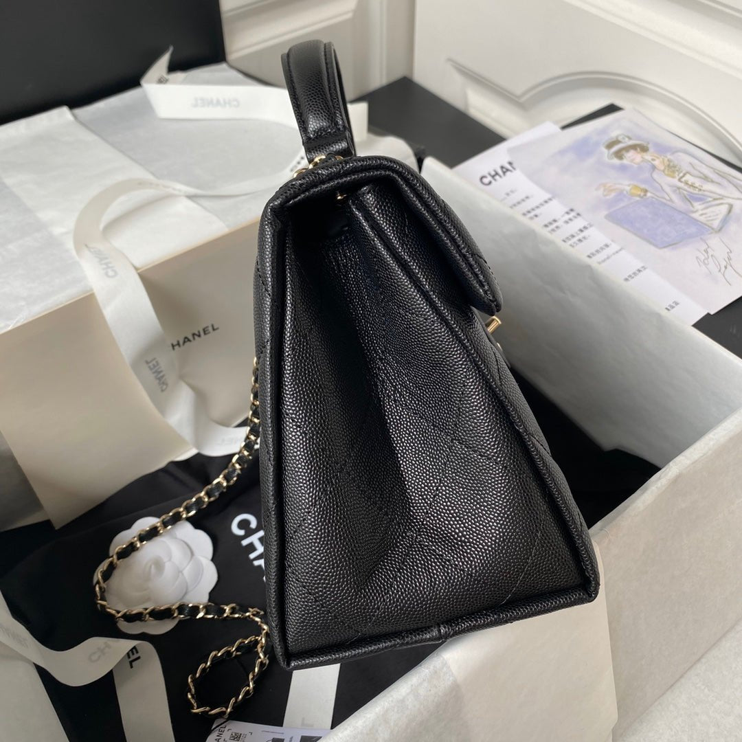 ＣＨＮＥＬTOP HANDLE FLAP BAG BLACK