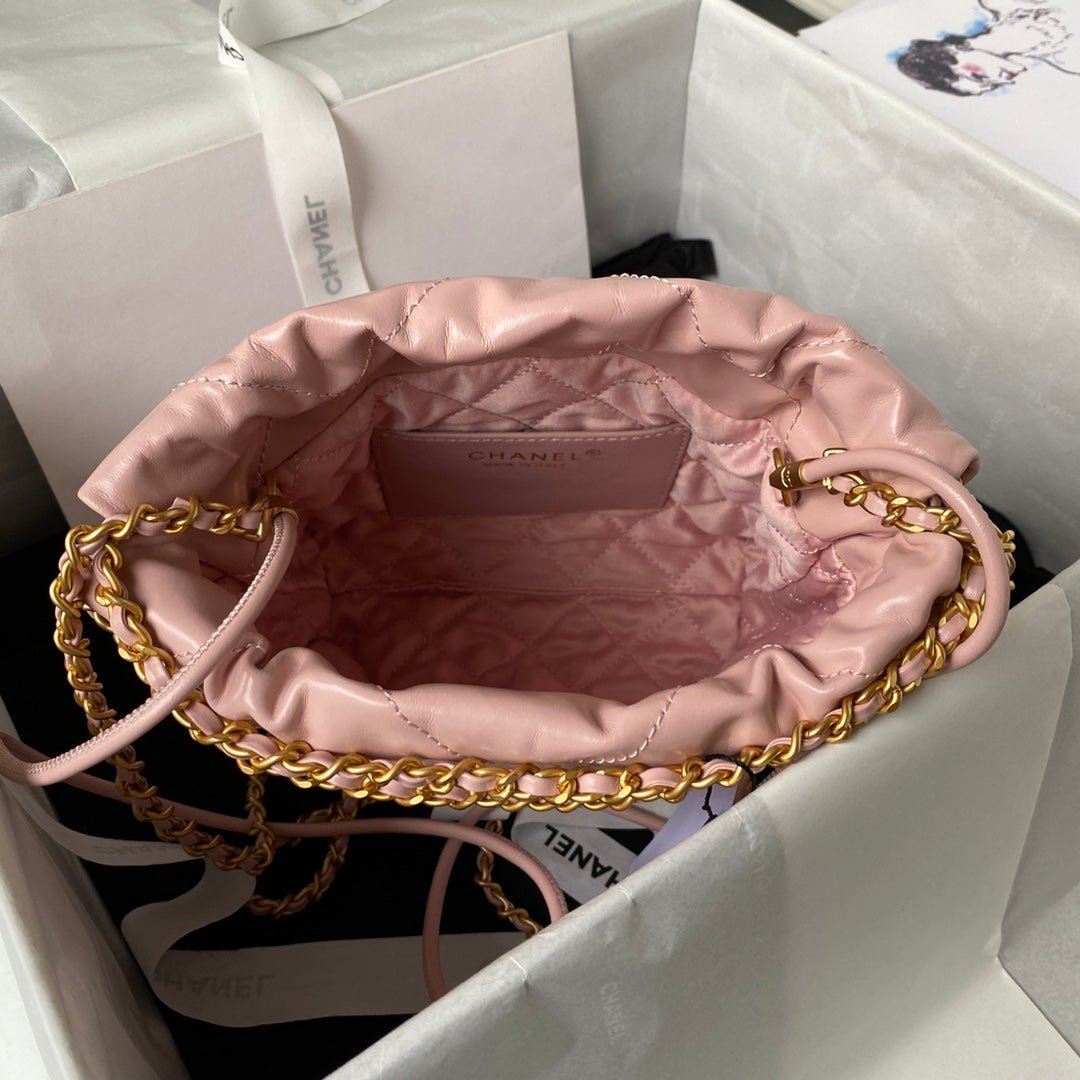 ＣＨＮＥＬ22 MINI HANDBAG PINK GOLD METAL