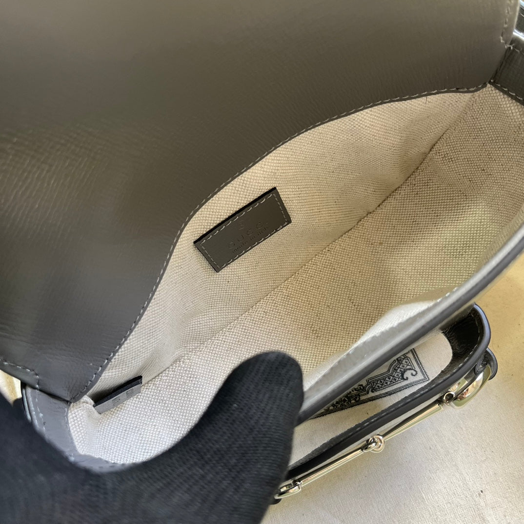 ＧＣＣＩHORSEBIT 1955 MINI LEATHER SHOULDER BAG GREY